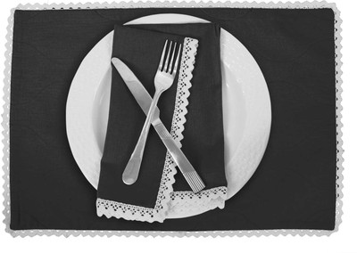 Vargottam Rectangular Pack of 6 Table Placemat(Black, Cotton)