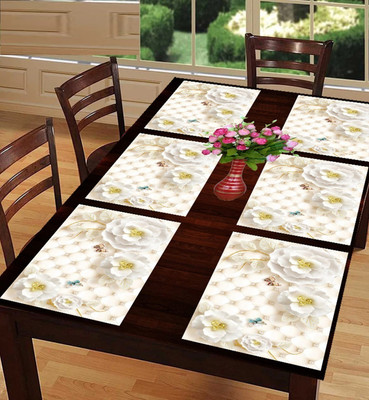 REVEXO Rectangular Pack of 6 Table Placemat(Peach, PVC)