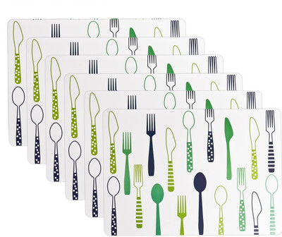 Besillia Rectangular Pack of 6 Table Placemat(Green, Plastic)