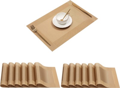 YELONA Rectangular Pack of 12 Table Placemat(Gold, PVC)