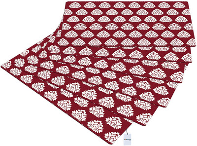 HOMESTIC Rectangular Pack of 6 Table Placemat(Maroon, PVC)
