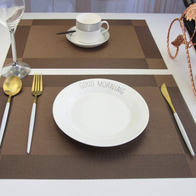 DECOLOGY Rectangular Pack of 8 Table Placemat(Brown, PVC)