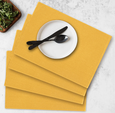 OASIS Rectangular Pack of 4 Table Placemat(Yellow, Cotton)