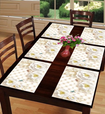 SANRAKSSHAN Rectangular Pack of 6 Table Placemat(Peach, PVC)