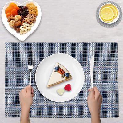 DPA Collection Rectangular Pack of 2 Table Placemat(Silver, PVC)