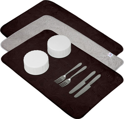 Heart Home Rectangular Pack of 3 Table Placemat(Multicolor, Microfibre)