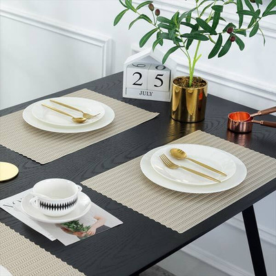 Flipkart SmartBuy Rectangular Pack of 2 Table Placemat(Gold, PVC)