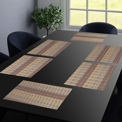 DPA Collection Rectangular Pack of 6 Table Placemat(Brown, PVC)