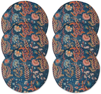 MGD Round Pack of 2 Table Placemat(Blue, Jute)