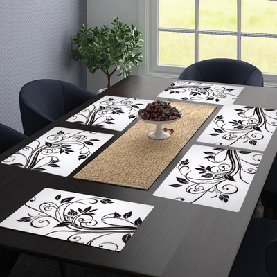 Flipkart SmartBuy PVC 6 Seater Floral Table Cover(Black, Pack of 6)