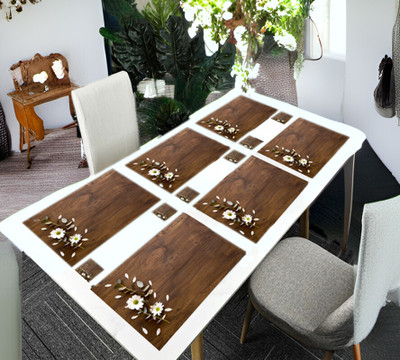REVEXO Rectangular Pack of 6 Table Placemat(Multicolor, PVC)
