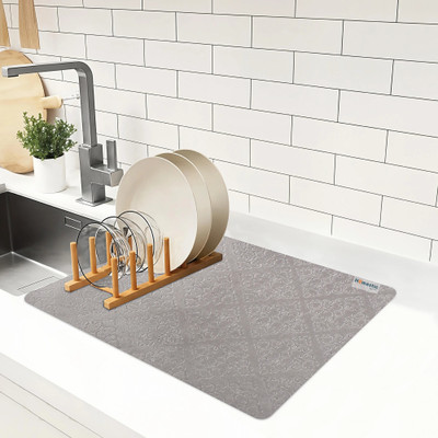 HOMESTIC Rectangular Pack of 1 Table Placemat(Grey, Microfibre)