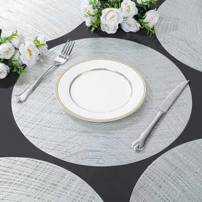 Dakshya Industries Round Pack of 4 Table Placemat(Silver, PVC)