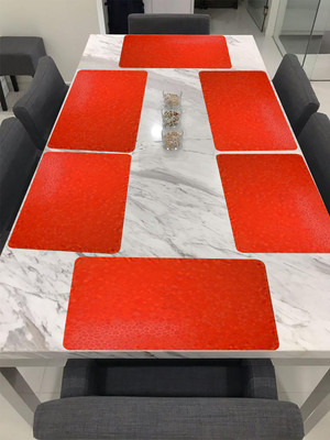 E-Retailer Rectangular Pack of 6 Table Placemat(Orange, PVC)