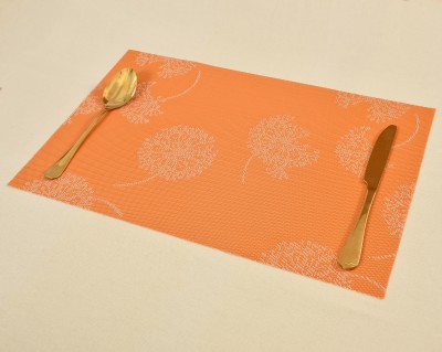 YELLOW WEAVES Rectangular Pack of 4 Table Placemat(Orange, PVC)