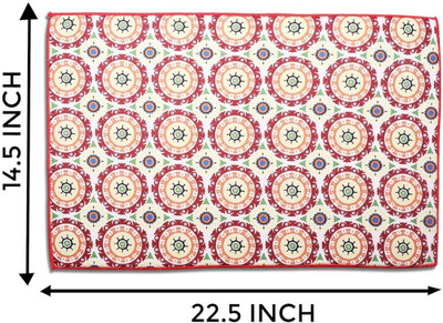 NEERAK Rectangular Pack of 1 Table Placemat(Red, Microfibre)