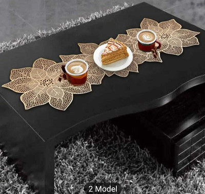 BLOSSIE Rectangular Pack of 1 Table Placemat(Gold, PVC)