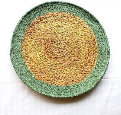 Monstera Hut Round Pack of 1 Table Placemat(Green, Jute)