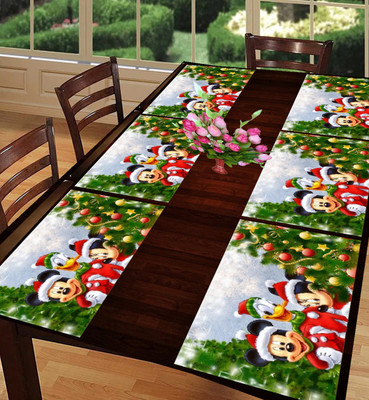 SANRAKSSHAN Rectangular Pack of 6 Table Placemat(Green, Red, PVC)