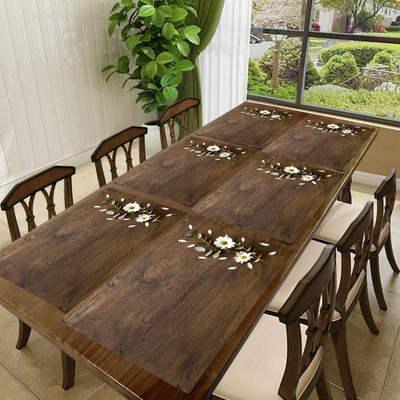 REVEXO Rectangular Pack of 6 Table Placemat(Brown, Peach, PVC)