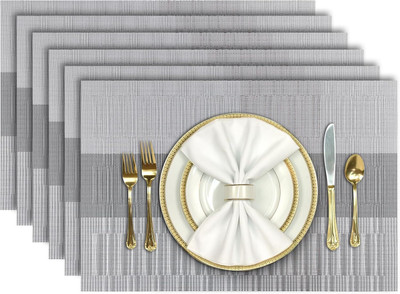 Dobzla Rectangular Pack of 4 Table Placemat(Grey, Silver, PVC)