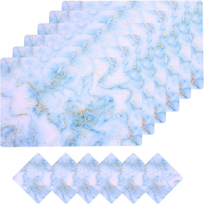 KUBER INDUSTRIES Rectangular Pack of 12 Table Placemat(Blue, PVC)