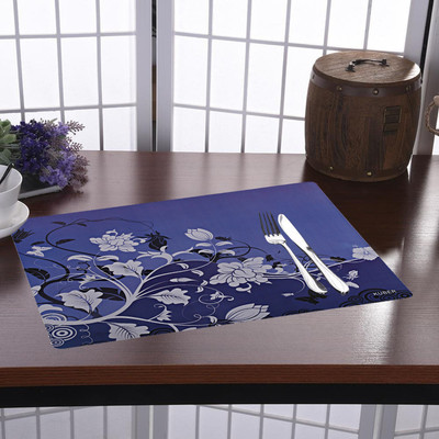 KUBER INDUSTRIES Rectangular Pack of 6 Table Placemat(Blue, PVC)