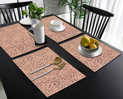 DPA Collection Rectangular Pack of 4 Table Placemat(Brown, PVC)