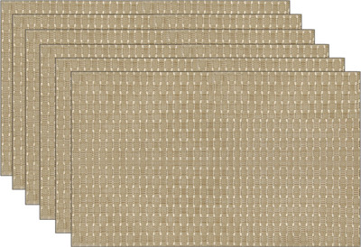 Winner Rectangular Pack of 6 Table Placemat(Gold, PVC)