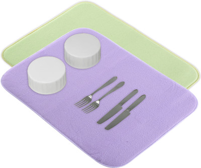 KUBER INDUSTRIES Rectangular Pack of 2 Table Placemat(Purple, Green, Microfibre)