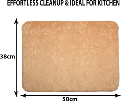 Heart Home Rectangular Pack of 2 Table Placemat(Yellow, Gold, Microfibre)