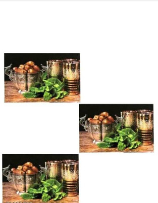 SANRAKSSHAN Rectangular Pack of 6 Table Placemat(Multicolor, Gold, PVC)