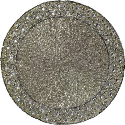 FLI HAUT Round Pack of 1 Table Placemat(Silver, Silk)