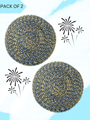 LADLI JEE Round Pack of 2 Table Placemat(Yellow, Blue, Polyester)