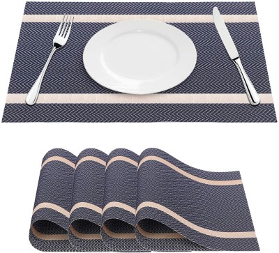 KitchEase Rectangular Pack of 4 Table Placemat(Black, Gold, White, PVC)