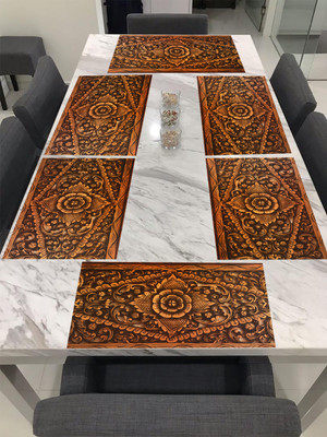 E-Retailer Rectangular Pack of 6 Table Placemat(Brown, PVC)