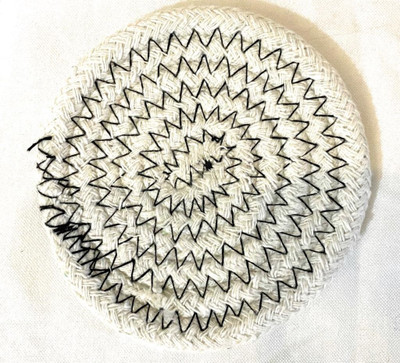 DKDECORATIVE Round Pack of 6 Table Placemat(White, Black, Cotton)