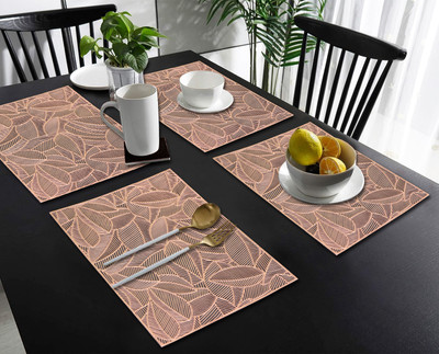 Dakshya Industries Rectangular Pack of 4 Table Placemat(Brown, PVC)