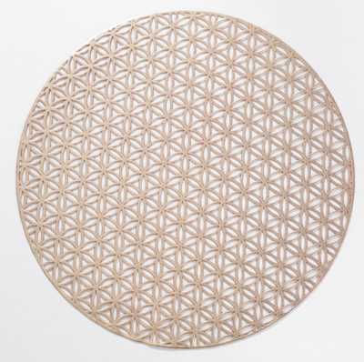 SHRI MAHAVIR IMPEX Round Pack of 6 Table Placemat(Gold, Lace)