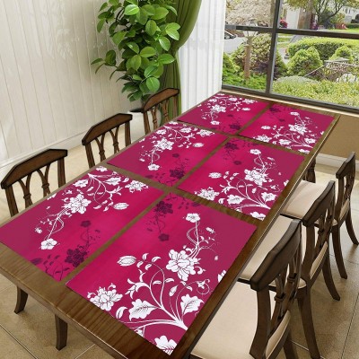 SANRAKSSHAN Rectangular Pack of 6 Table Placemat(Pink, Beige, PVC)