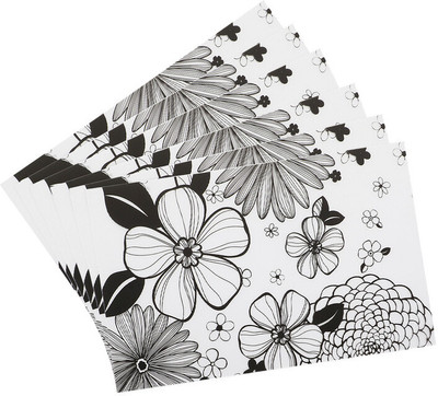 Castle Decor Rectangular Pack of 6 Table Placemat(Black, White, PVC)