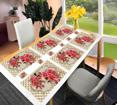 SANRAKSSHAN Rectangular Pack of 6 Table Placemat(Multicolor, PVC)