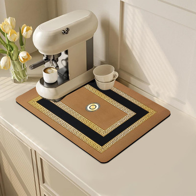 FERY Rectangular Pack of 1 Table Placemat(Gold, Plastic, Microfibre)