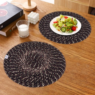 Heart Home Round Pack of 2 Table Placemat(Brown, Cotton)