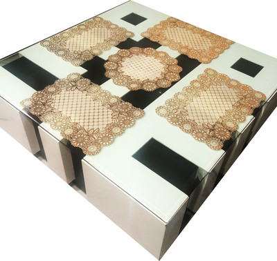 DELHI PVC CORP Rectangular Pack of 5 Table Placemat(Gold, PVC)