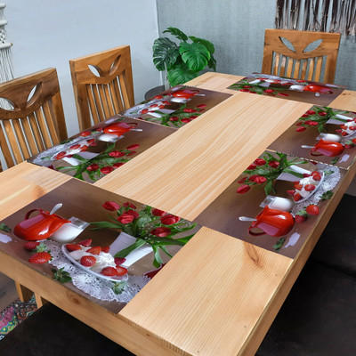 Flipkart SmartBuy Rectangular Pack of 6 Table Placemat(Red, White, PVC)