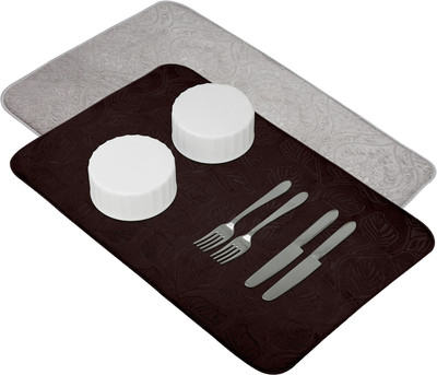 KUBER INDUSTRIES Rectangular Pack of 2 Table Placemat(Brown, Grey, Microfibre)