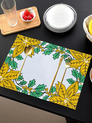Ana Rectangular Pack of 6 Table Placemat(Yellow, Cotton)