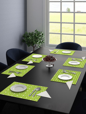 Saral Home Rectangular Pack of 6 Table Placemat(Green, Cotton)
