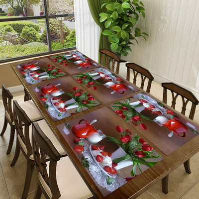 SANRAKSSHAN Rectangular Pack of 6 Table Placemat(Red, PVC)